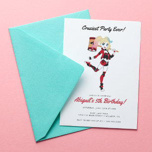 Harley Quinn Girls Birthday Inbjudningar