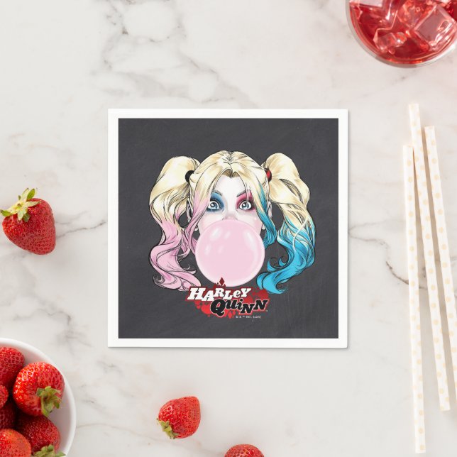 Harley Quinn Girls Chalkboard Birthday Pappersservett (Insitu)
