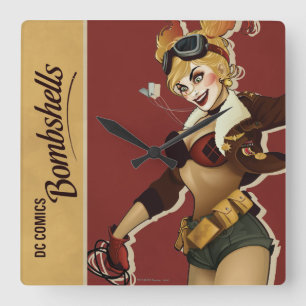Harley Quinn granatpinup Fyrkantig Klocka