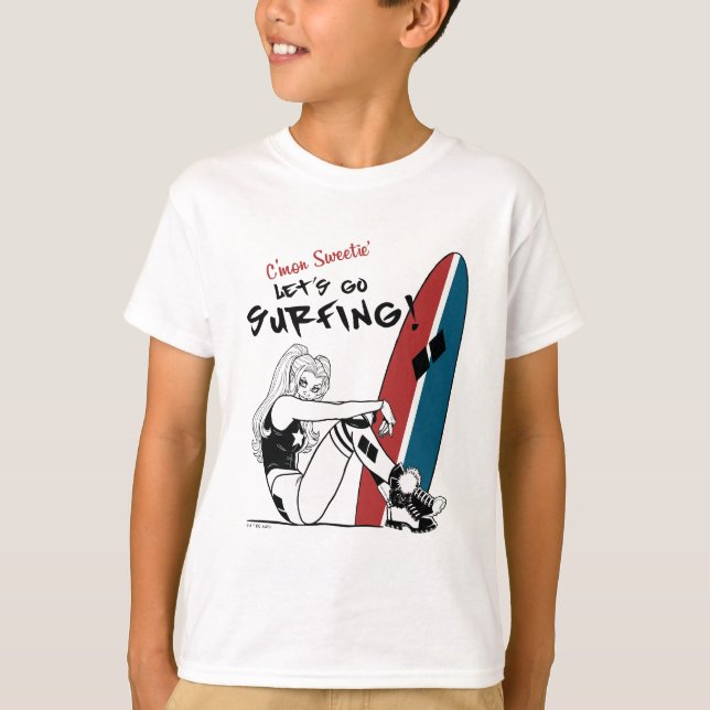 Harley Quinn - Låt oss Go Surfing T Shirt (Framsida)