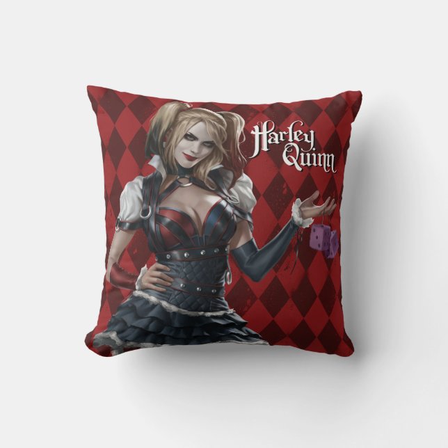 HARLEY QUINN™ med fuzzy Dice Kudde (Framsida)