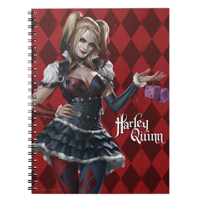 Harley Quinn with Fuzzy Dice Anteckningsbok Med Spiral (Framsidan)