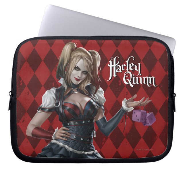 Harley Quinn with Fuzzy Dice Laptop Fodral (Framsidan)
