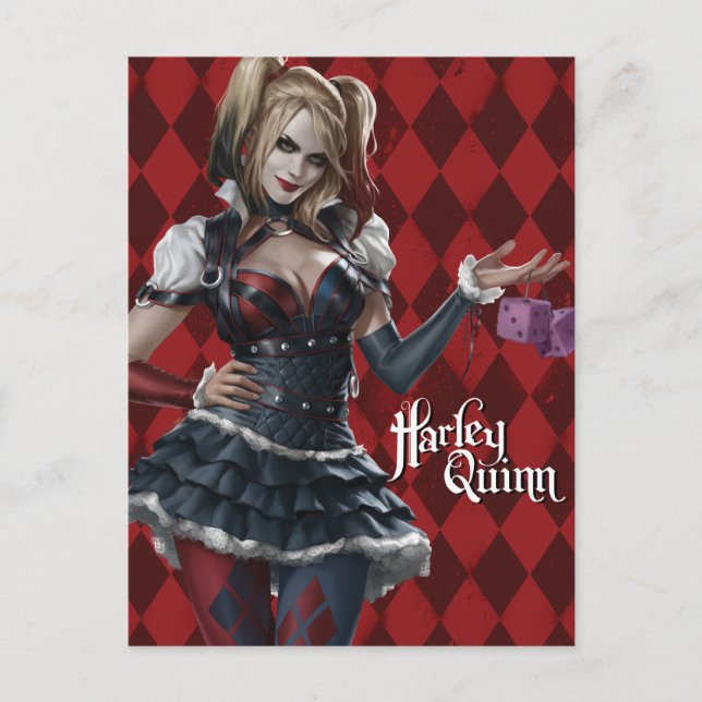Harley Quinn with Fuzzy Dice Vykort (Framsida)