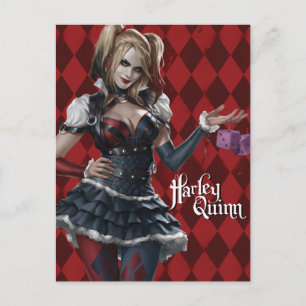 Harley Quinn with Fuzzy Dice Vykort