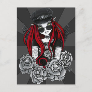 Harley Red Tattoo Biker Ro Angel-vykort Vykort