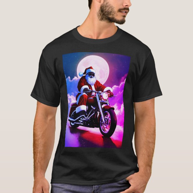 "Harley Santa Ride: Festive Biker T Shirt (Framsida)