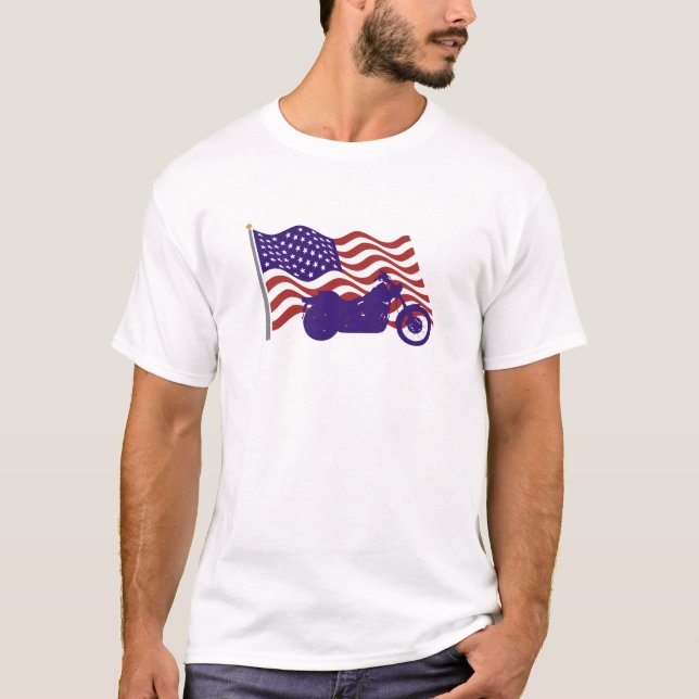 Harley Silhouette på amerikanska flaggan Tanktop Tee (Framsida)