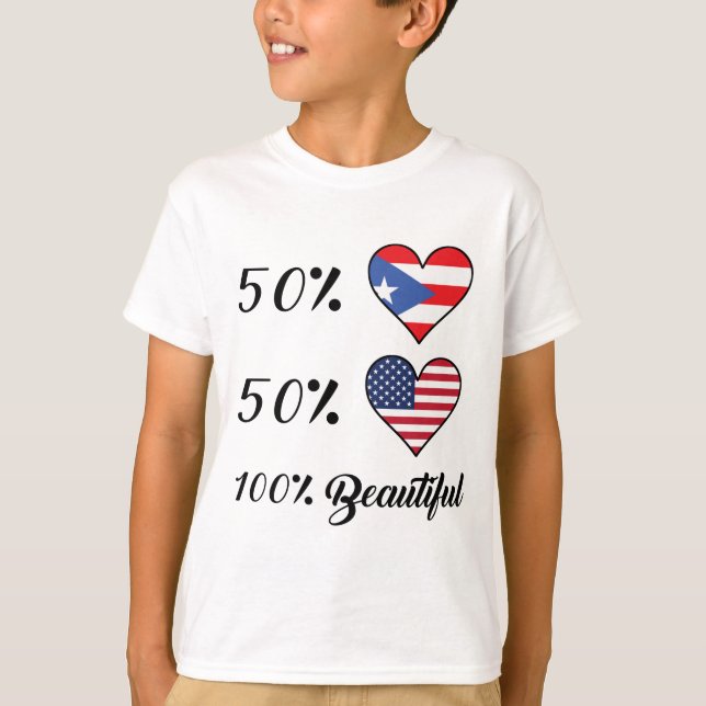 Härlig 50% Puerto Rican 50% amerikan 100% T-shirt (Framsida)