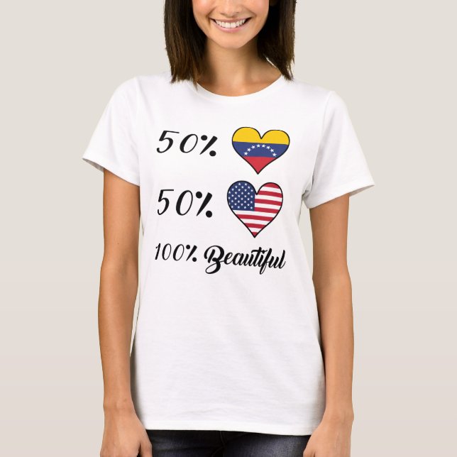 Härlig 50% venezuelansk 50% amerikan 100% tee shirt (Framsida)