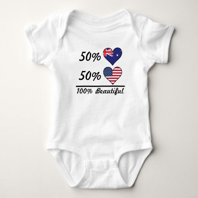 Härlig amerikan 100% för 50% australier 50% tee shirt (Framsida)