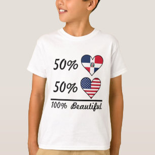 Härlig amerikan 100% för 50% dominikan 50% tee shirt