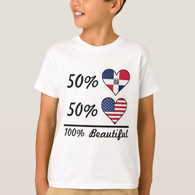 Härlig amerikan 100% för 50% dominikan 50% tee shirt (Framsida)