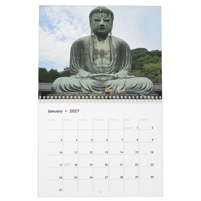 Härlig andlig Buddha staty 2015 Kalender (Jan 2027)