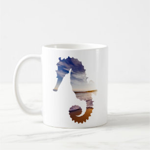 Härlig bakgrund för strand för Seahorsegåvafö Kaffemugg