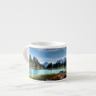 Härlig bergäng mugg för espresso för sjö espressomugg