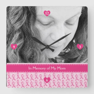 Härlig beställnings- rosa bandminnesmärke fyrkantig klocka