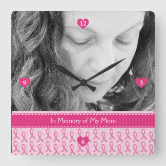 Härlig beställnings- rosa bandminnesmärke fyrkantig klocka