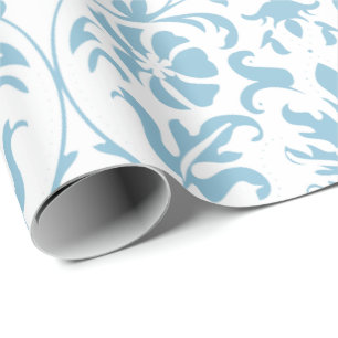 Härlig blom- Aqua och damastast design för vit Presentpapper