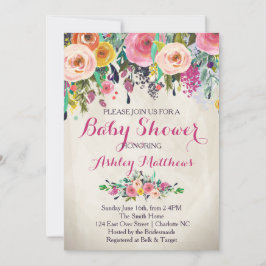 Härlig blom- baby showerinbjudan, baby inbjudningar