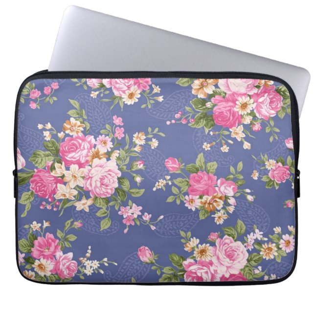 Härlig blom- design laptop sleeve (Framsidan)
