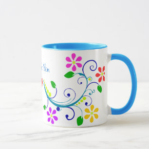 Härlig blom- design och charmig hjärta till mamm mugg