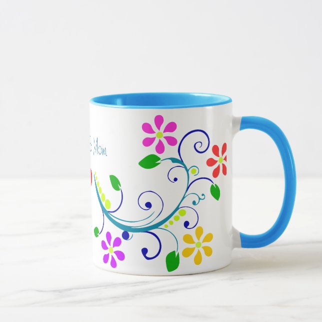 Härlig blom- design och charmig hjärta till mamman mugg (Höger)