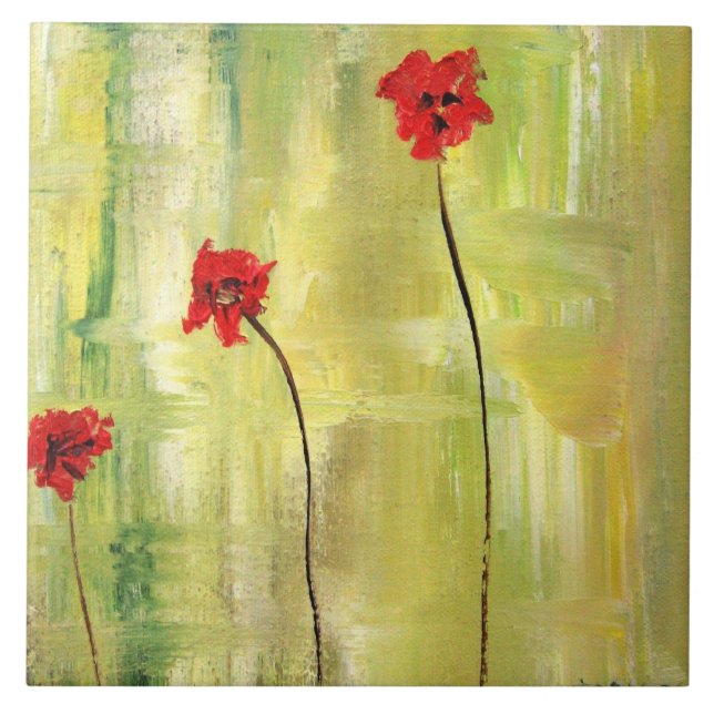 Härlig blom- målning av anemoner belägger med kakelplatta (Framsidan)