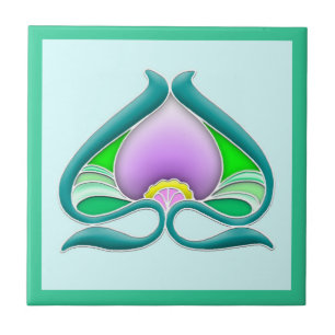 Härlig blomma för art nouveau kakelplatta