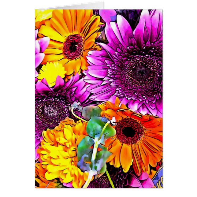 Härlig blommabukett hälsningskort (Framsidan)