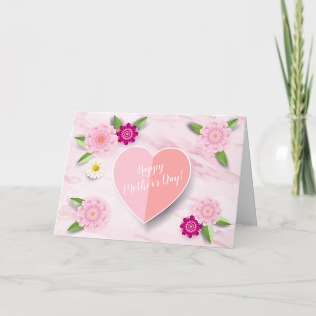 Härlig blommahälsning för lycklig mors dag kort (Framsida)