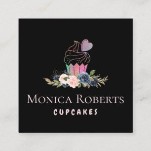 härlig blommigt glitter anpassningsbar fyrkantigt visitkort