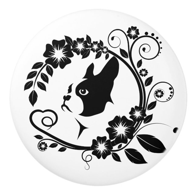 Härlig Boston Terrierhund Knopp (Framsidan)