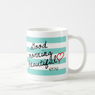 Härlig bra morgon! Blåttrandmönster Kaffemugg