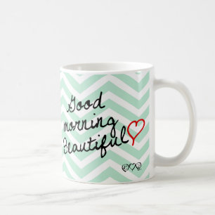 Härlig bra morgon! Grönt sparremönster Kaffemugg