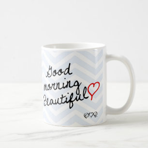 Härlig bra morgon! Ljust - blåttsparremönster Kaffemugg