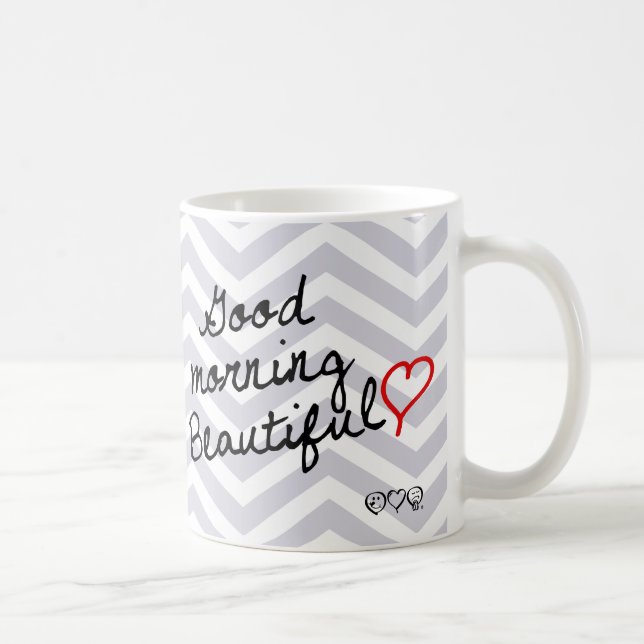 Härlig bra morgon! Mönster för gryninggrå Kaffemugg (Höger)