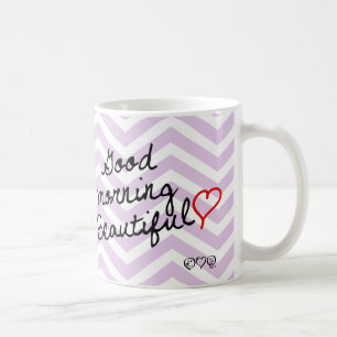 Härlig bra morgon! Purpurfärgat sparremönster Kaffemugg