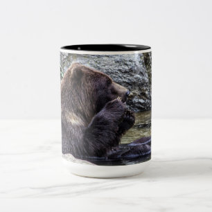 Härlig brun Grizzlybjörn Två-Tonad Mugg