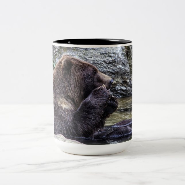 Härlig brun Grizzlybjörn Två-Tonad Mugg (Center)