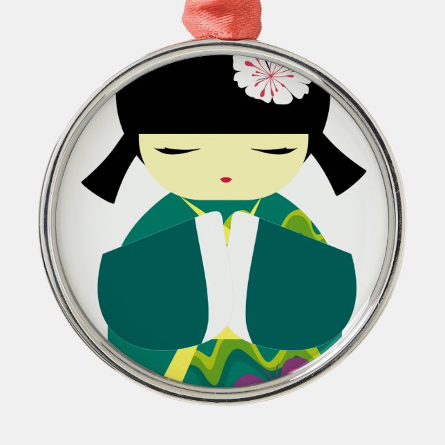 Härlig chinadocka julgransprydnad metall (Framsidan)