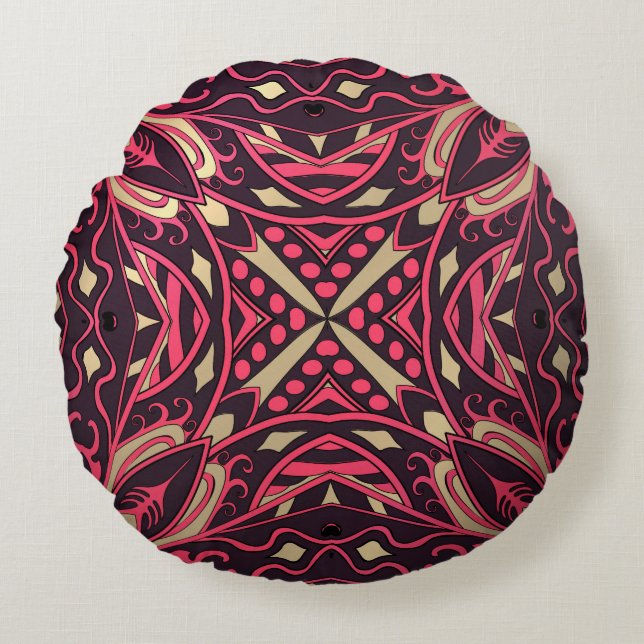 Härlig complicatedlmoroccanornament. rund kudde (Framsidan)