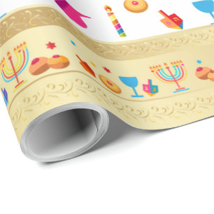 Härlig dekoration för lyckligt Hanukkah party Presentpapper