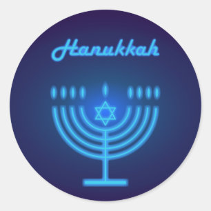 Härlig dekoration för lyckligt Hanukkah party Runt Klistermärke