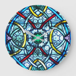 Härlig elegant målat glass Notre Dame Paris Stor Klocka