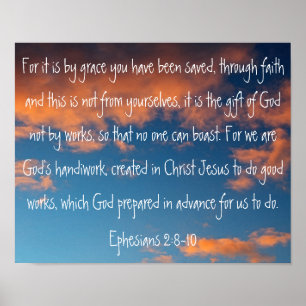 härlig Ephesians för himmelbibelverse 2:8 - 10 Poster