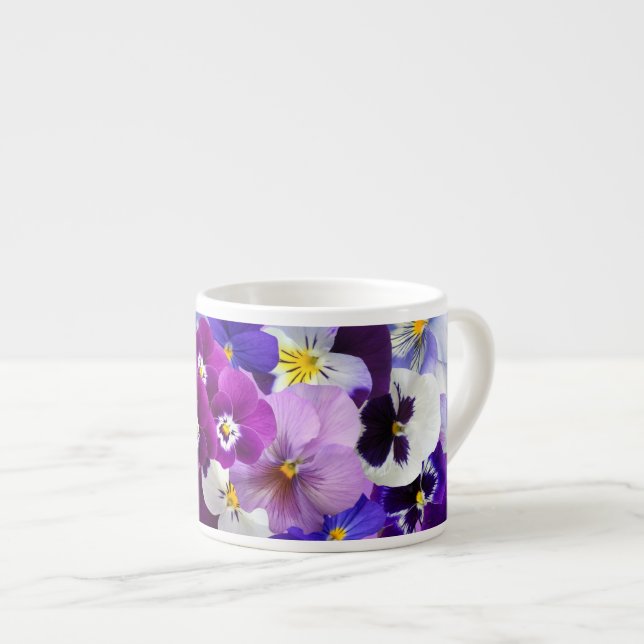 Härlig färgrik mugg för Pansiesblommaespresso Espressomugg (Framsida höger)