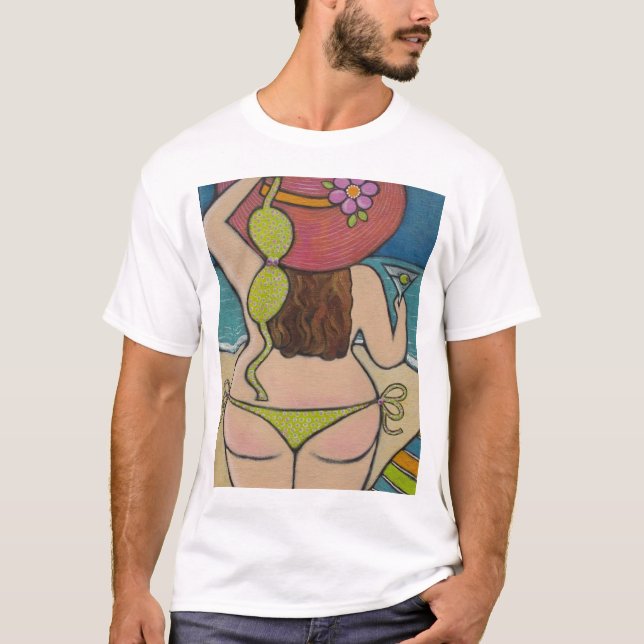 Härlig flicka i bikini tee shirt (Framsida)