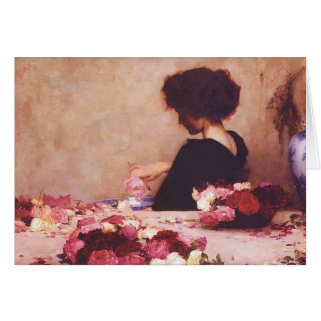 Härlig flicka med blommor hälsningskort (Framsidan Horizontal)