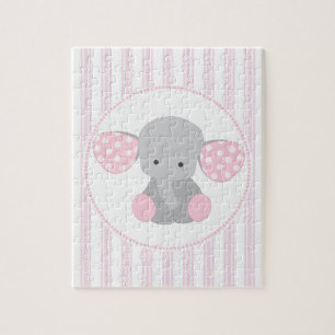 Härlig flickarosaelefant pussel